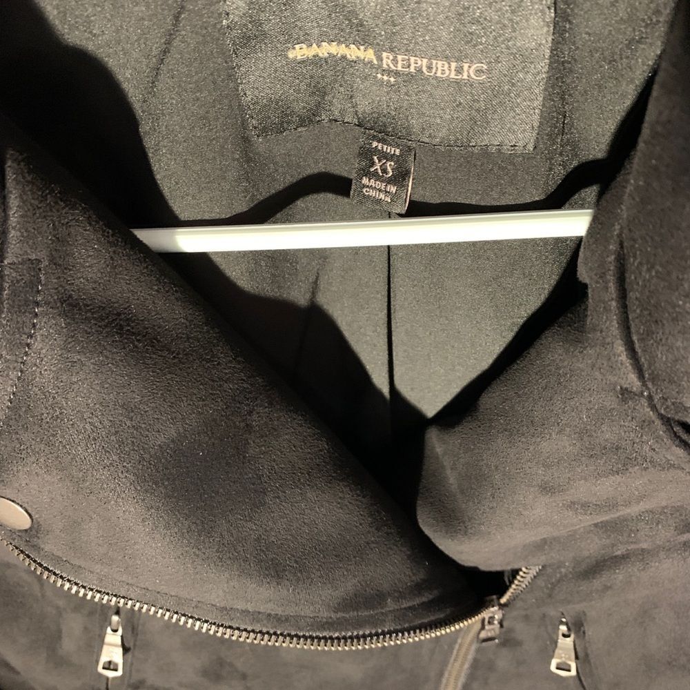 Banana Republic Faux Suede Moto Jacket Womens Black  size XS - Picture 3 of 8